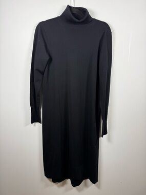 JIL SANDER X UNIQLO | Knit Wool Blend Black Turtleneck Dress Size M